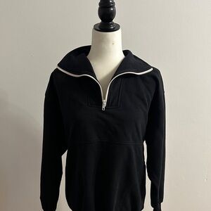Men's Black Half-Zip Pullover Sweater with Contrast Zipper